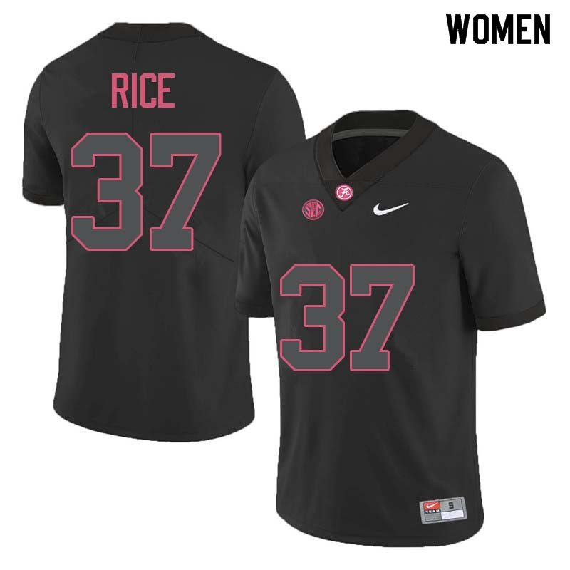 Women #37 Jonathan Rice Alabama Crimson Tide College Football Jerseys Sale-Black
